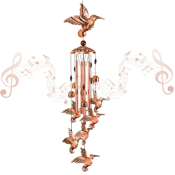 Door window hummingbird brass wind chimes