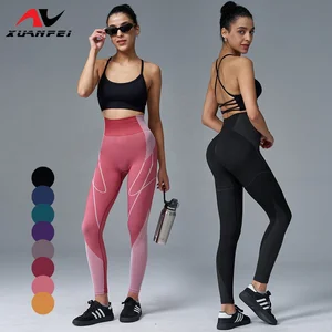 Butt Compression Seamless Yoga Leggings Scrunch Lifting Sport Sexy Stripes Leggings for Women