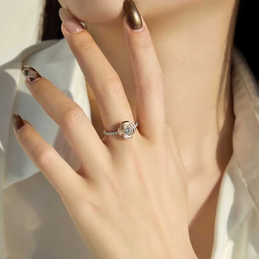 KAKODIY Exclusive Design Exquisite Fashion Rhodium Plated 925 Sterling Silver 5A Cubic Zirconia Flower Rose Jewelry Ring for Women detail 3