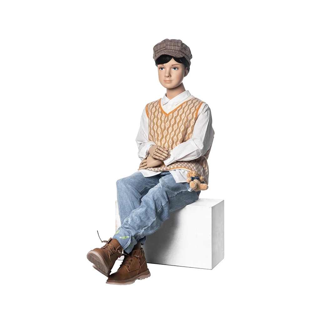 时尚逼真的儿童人体模型可调节关节人体模型鬃毛全身肤色假人显示