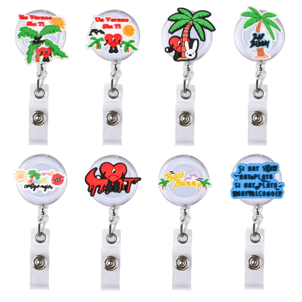 Custom Design Black Plain Sublimation Blank Medical Nurse Retractable Clip Key Holder Id Card Badge Reel Holder