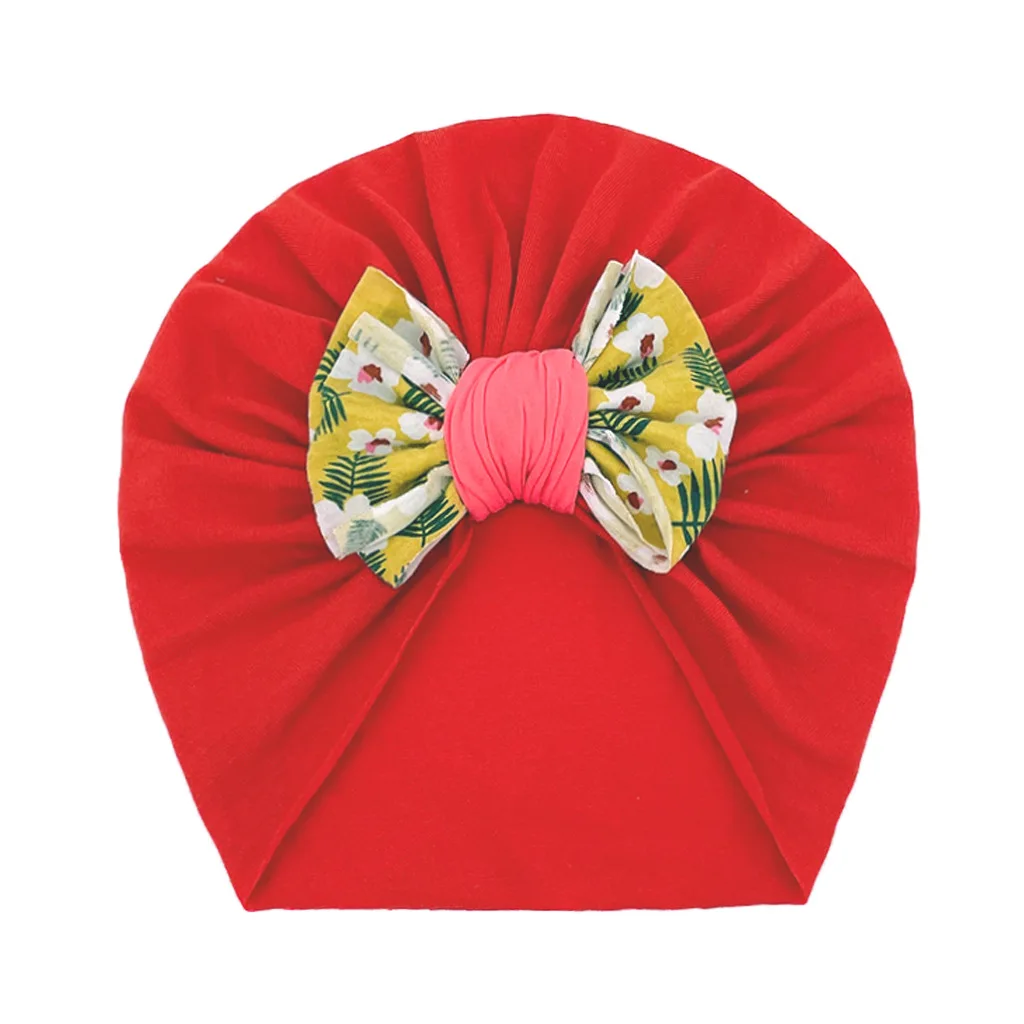 2022 European and American Style Spring Children Little Flower Bow Thin Hat Baby Soft Fabric Protect the Skin Knotted Hat