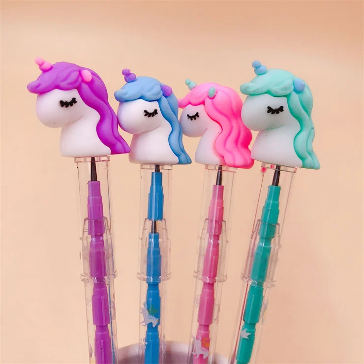 2022-2023 Hot Selling Kids Students Writing Stationery Promotion Creative Lovely unicorn Shaped Plastic Mechanical Pencils 0.5mm