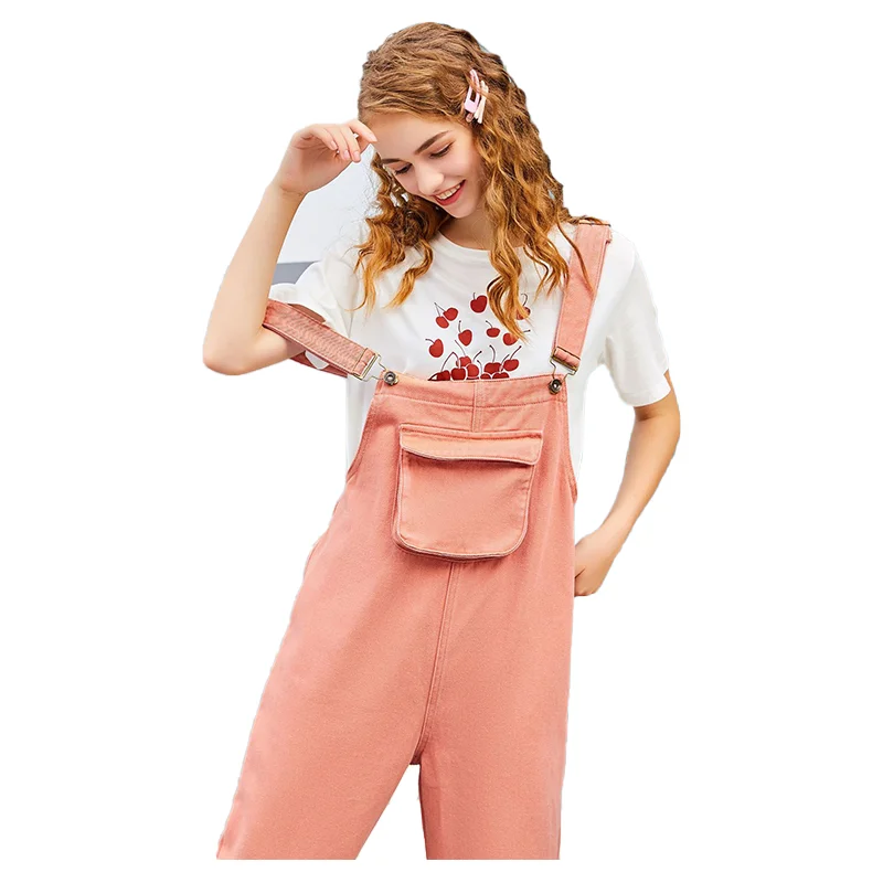 2021 Fashion Denim Suspenders Wide-leg 