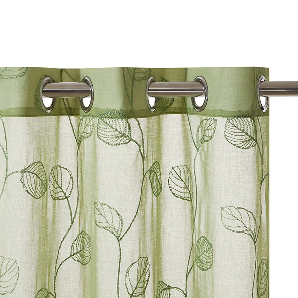 Simple Brief Contemporary Multicolor Embroider Indoor Living Room Canteen Balcony Window Door Floral Cloth Curtain