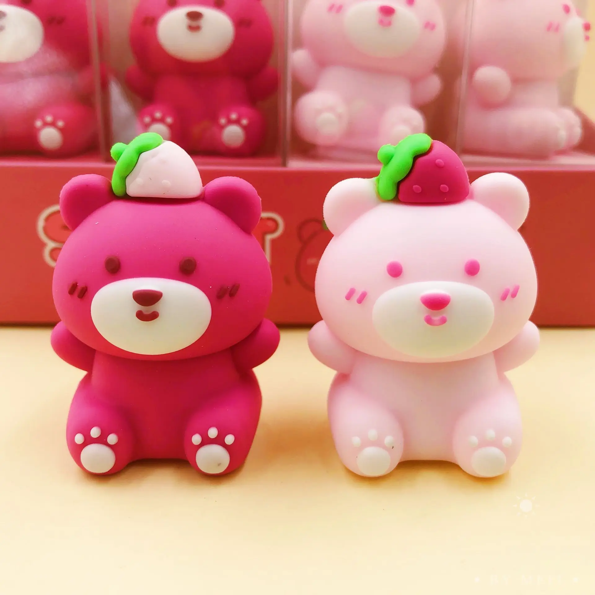 School Custom Cartoon Cute Kawaii Pink Bear Shape Pencil Sharpener For