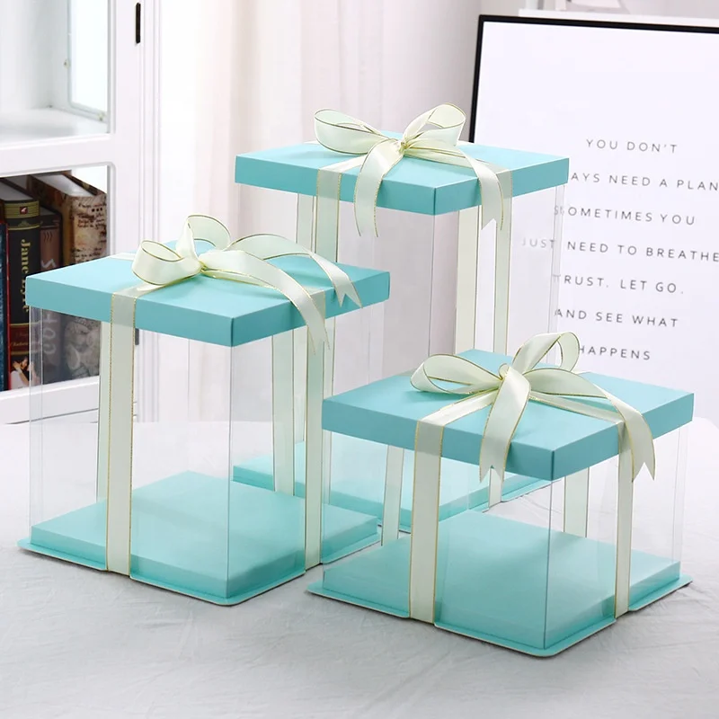 Tondo PET Transparent Cake Box Birthday Wedding Christmas Party High Square Cake Packaging Box