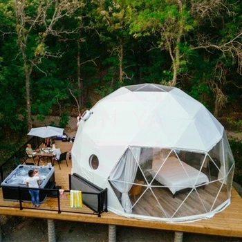 White+Transparent Outdoor Camping Dome Tents Prefab Glamping Round Tent for 2-5 People Tent Manufacturer in Guangzhou