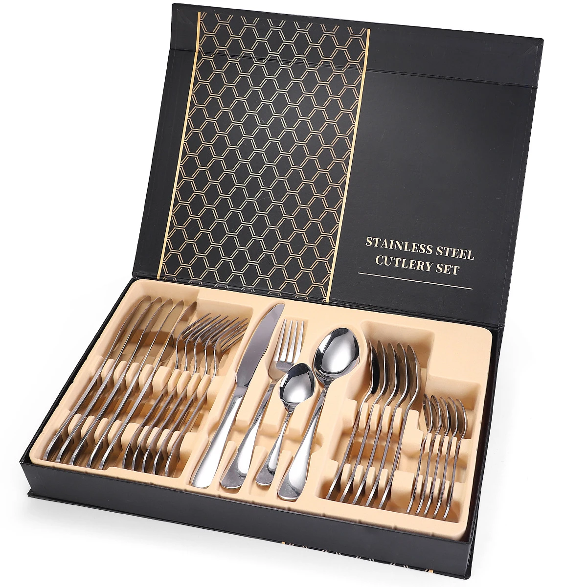 High Quality Gift Box Stainless Steel 24 Pieces Cutlery Set Fork And Spoon  For Kitchen Utensil - Buy 24pcs Knife And Fork Set Travel Cutlery 
