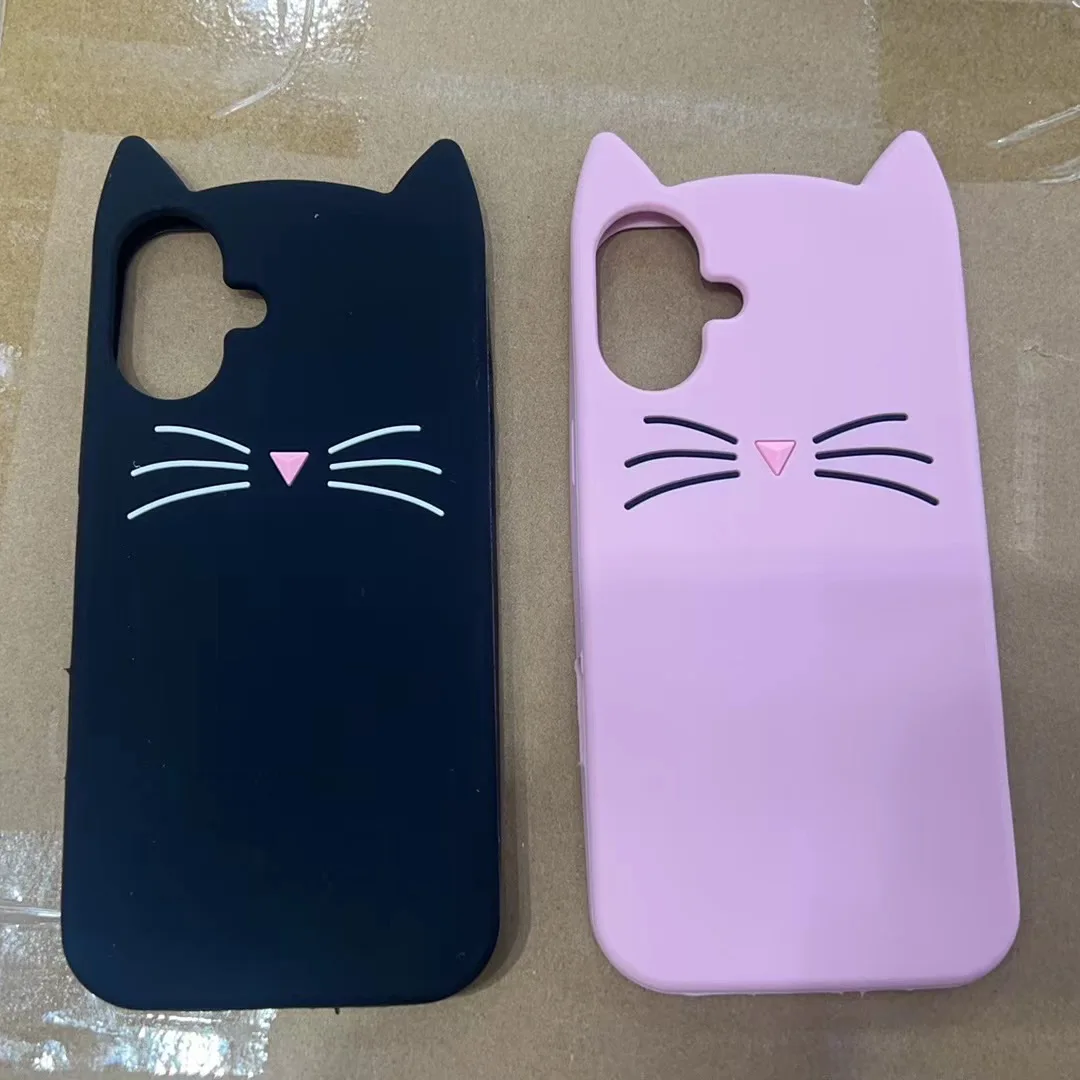 Custodia Per IPhone 15 Pro Max Con Design 3D Zampa Di Gatto E Orso – Silicone Morbido Rosa, Antiurto E Antigiallo