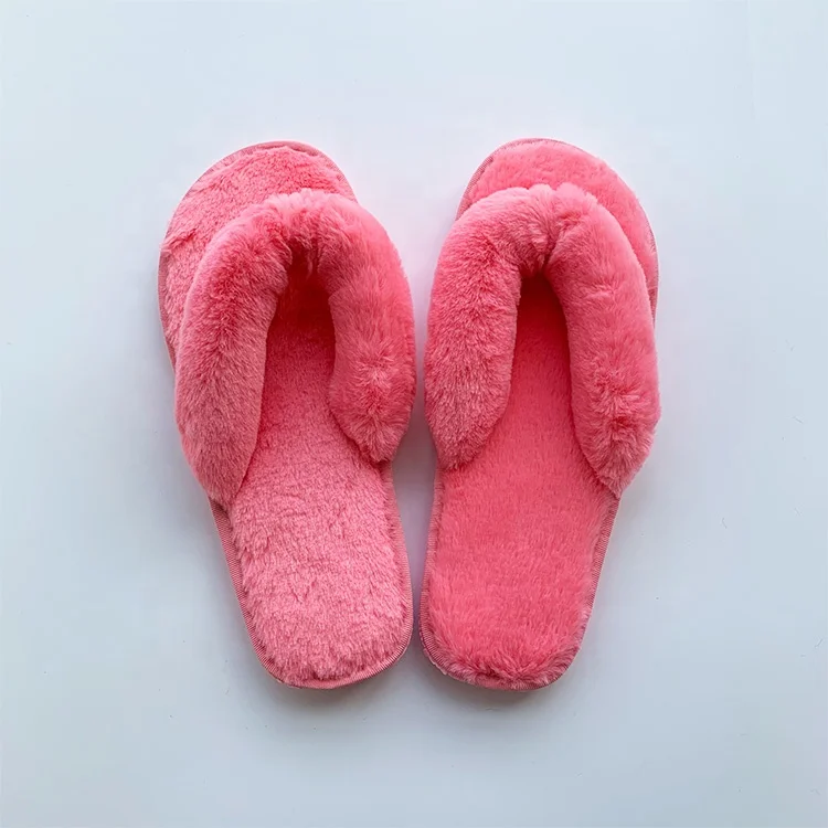 Wholesale Cozy Faux Fur Slipper Flip Flops for Women