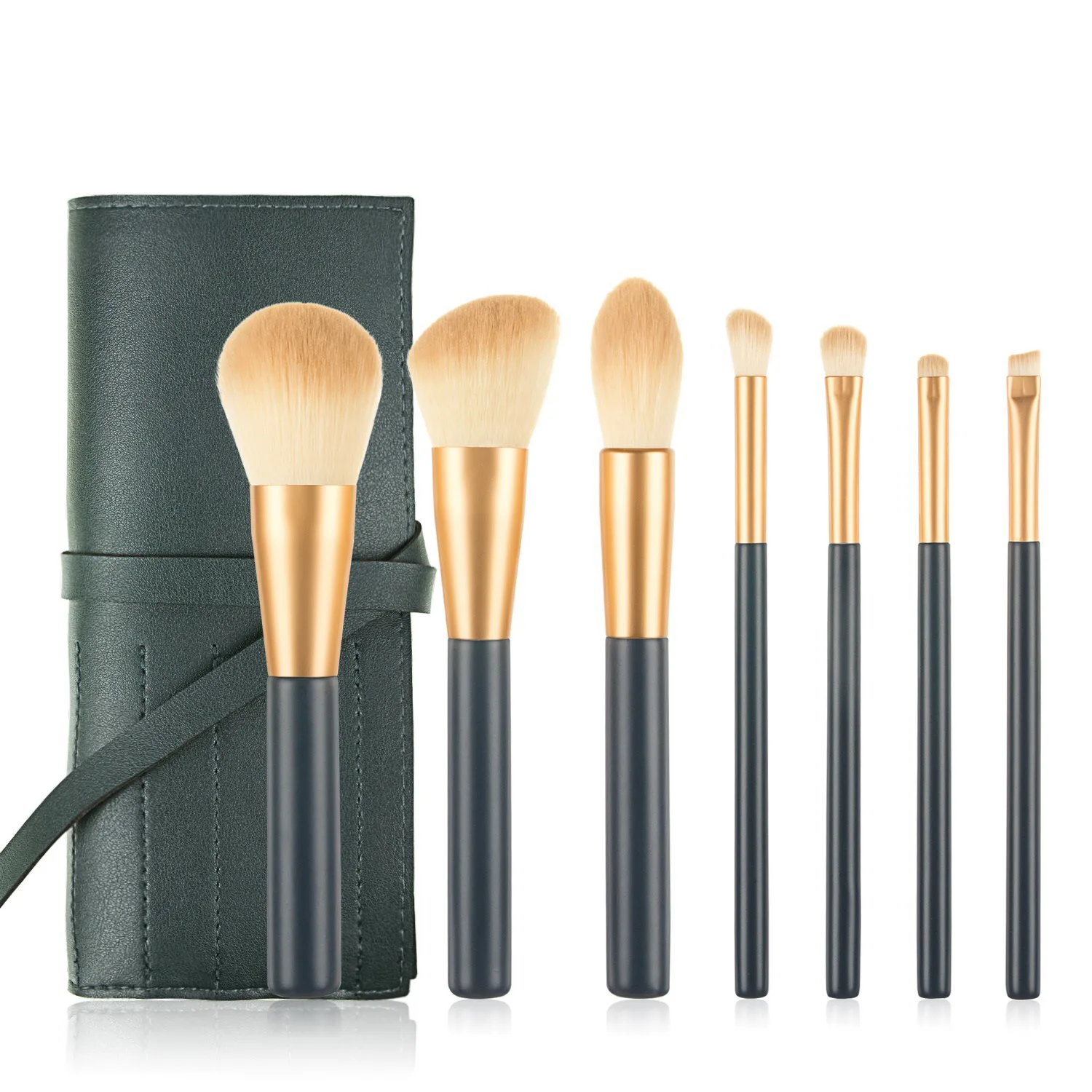 Beauty Accessories Soft Nylon Hair Set of 7pcs Makeup Brush Cosmetics Roller Brush Bag Customized Ac