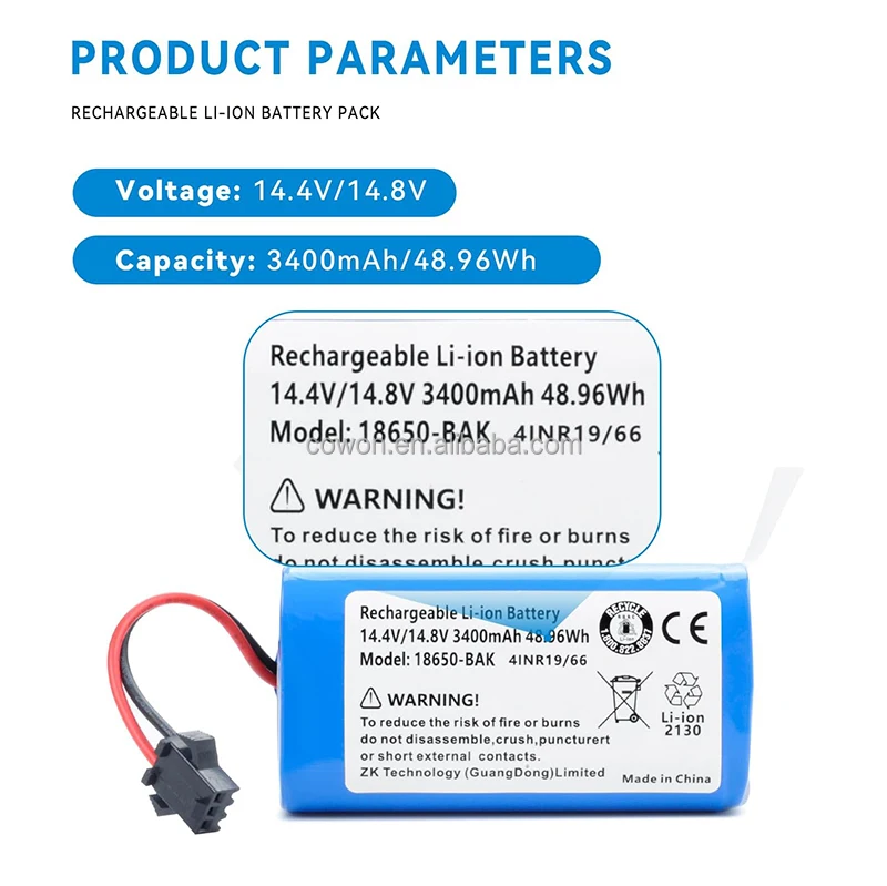 product wholesale 3400mah 148v replacement  robot vacuum cleaner li ion battery for okp life k2 k3p k4 k5 k7-10