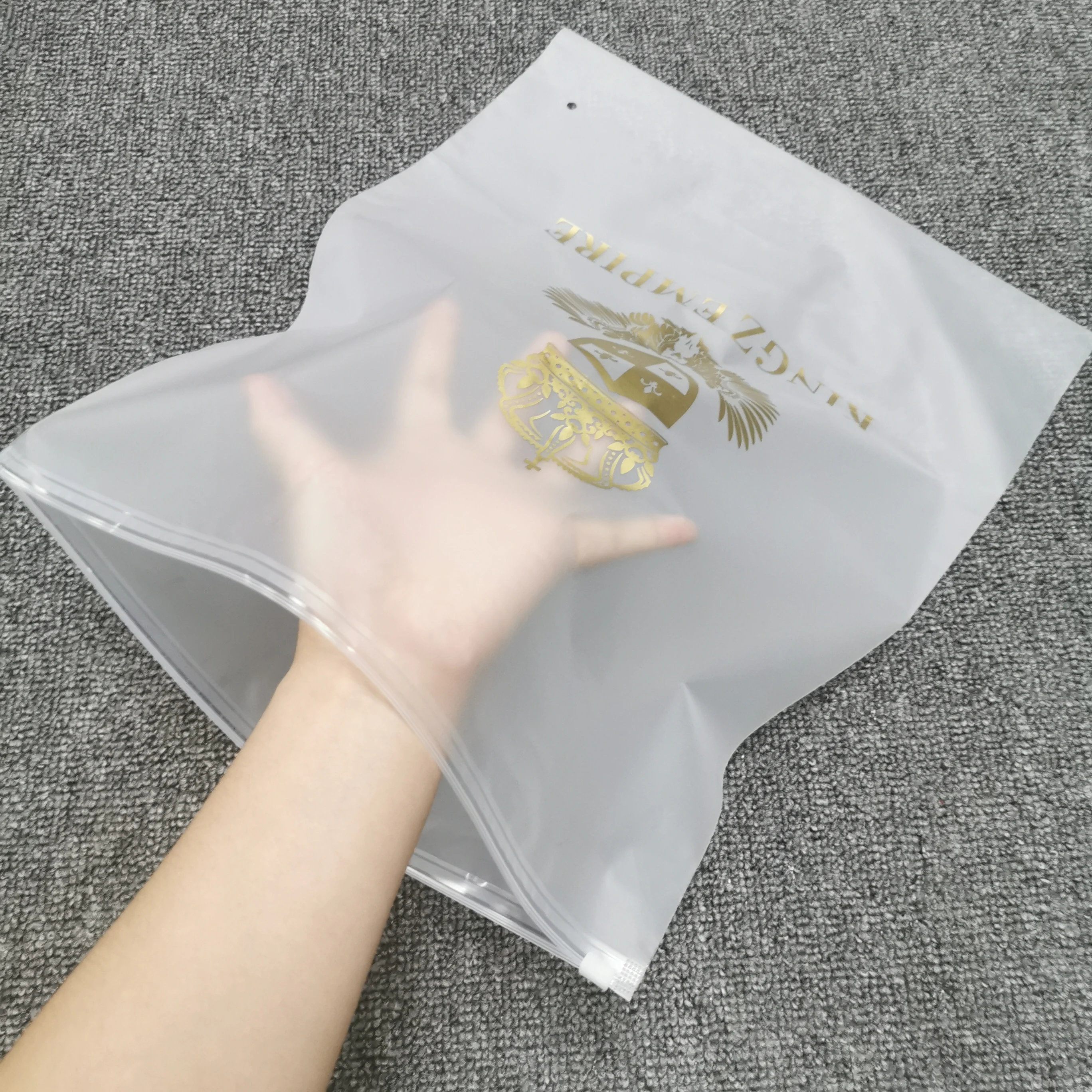 Custom Logo PVC Frosted Zipper Bag Plastic Poly Bags for Clothes Shirt Underwear Packaging Zip Lock Bag