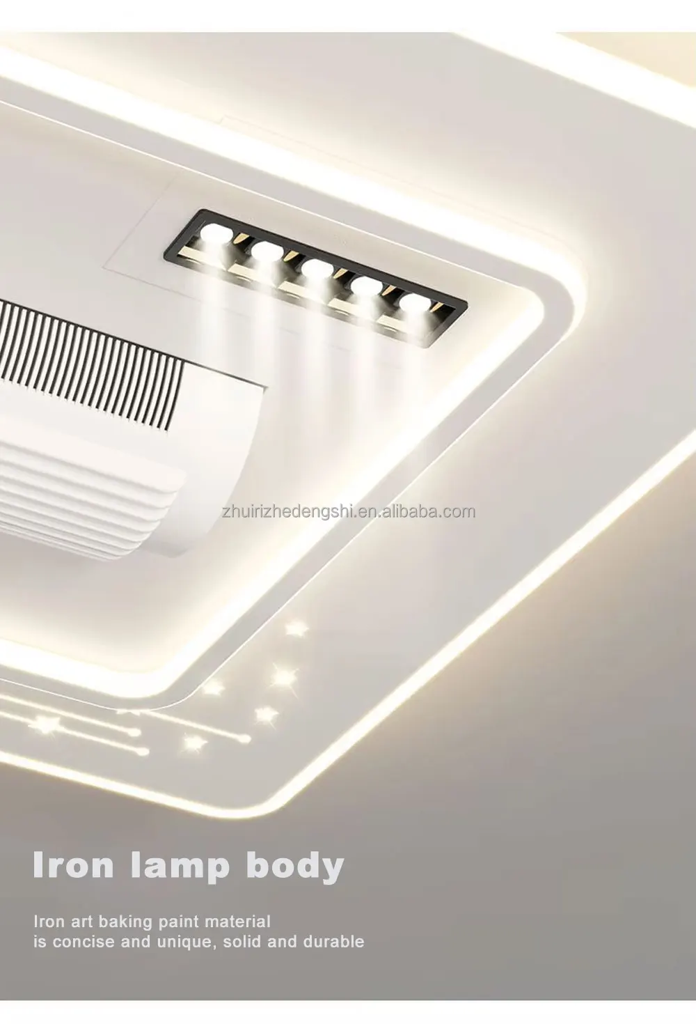 现代工业设计风格的发光二极管吊扇灯豪华压花智能遥控器家居酒店房间装饰输入220V