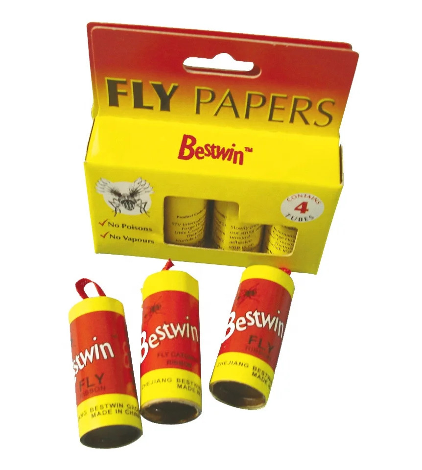 BSTW Cheaper Sticky Fly Catcher Yellow Blue Glue Roll Trap Paper Glue Ribbon