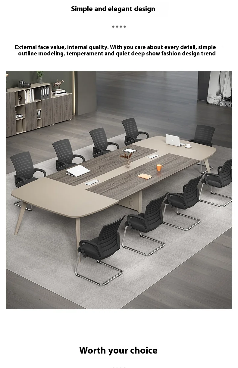 Modern White Wood Conference Table Adjustable Height Long Large Creative Negotiation Office Furniture for Commercial Use