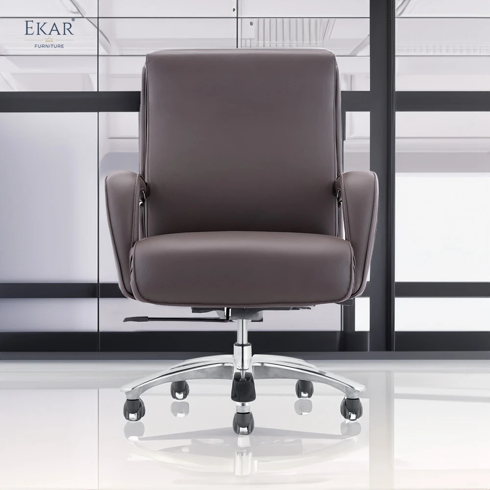 Italian Imported Top-Grain Leather Height-Adjustable Executive Office Chair manufacture