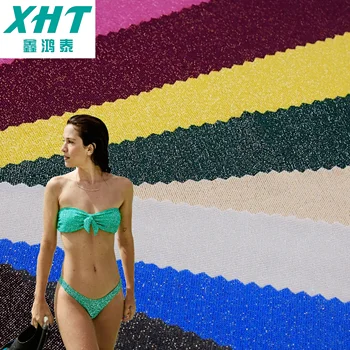 Hot selling sparkle shiny lurex swimwear bikini fabric