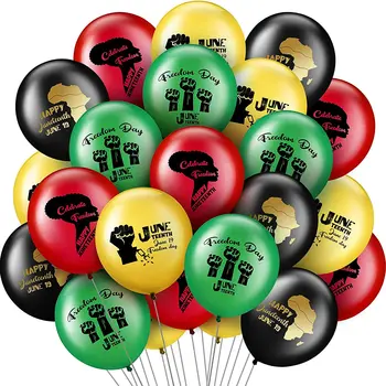Happy Juneteenth Day Party Decorations With Banner Cake Toppers Customized Balloon For 1865 Independence Day Black History
