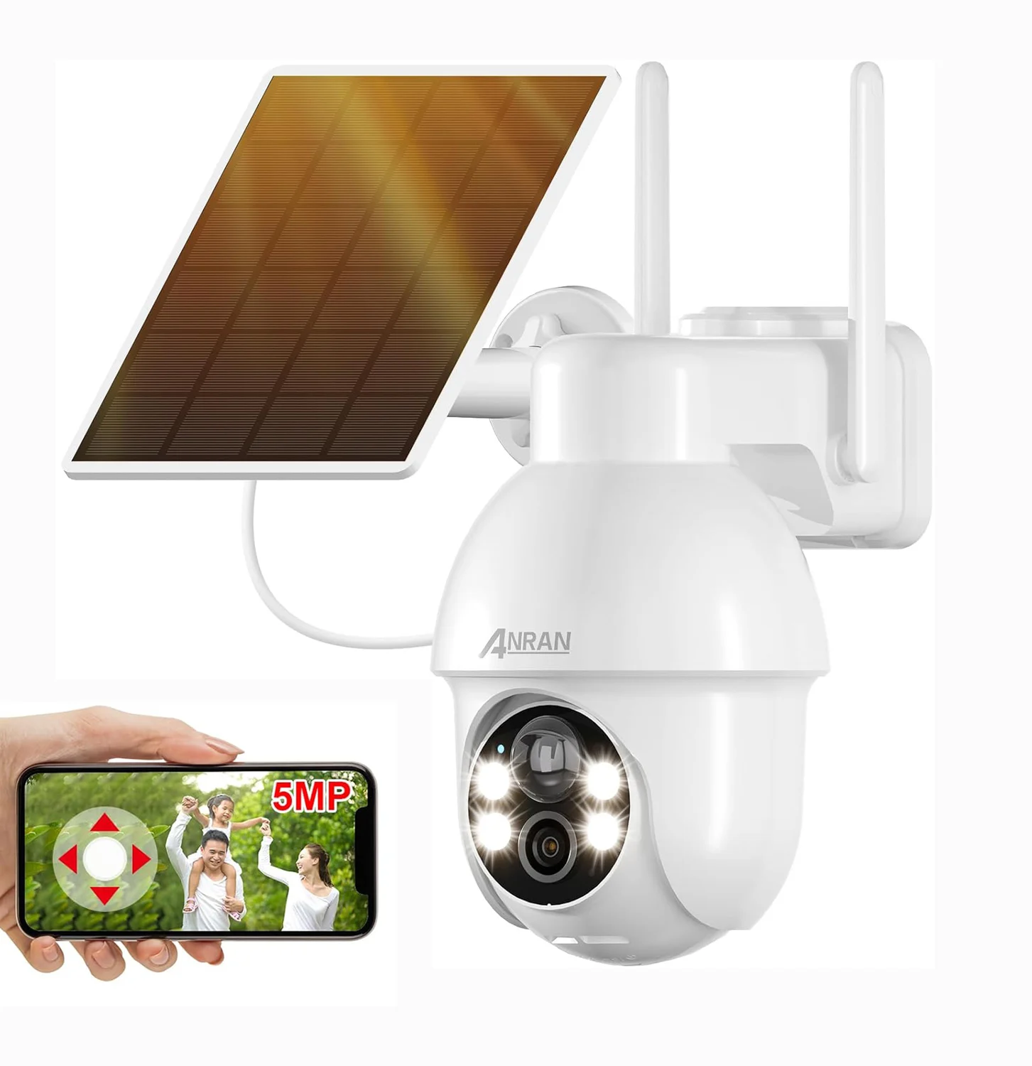 ANRAN (2K Plus) Caméra Surveillance WiFi Extérieure sans Fil Solaire, 360° PTZ Vision Nocturne