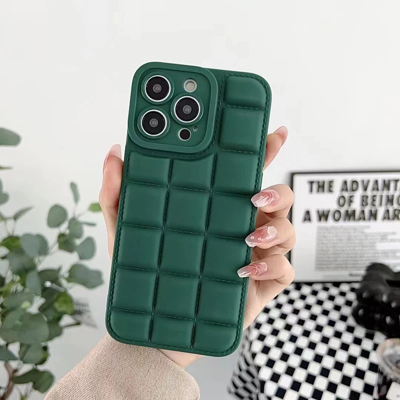Cheap Full Protection Silicone Phone Case for iPhone 15 Pro Max Shockproof Soft TPU Plaid Bumper Case for iPhone 14 Pro Max
