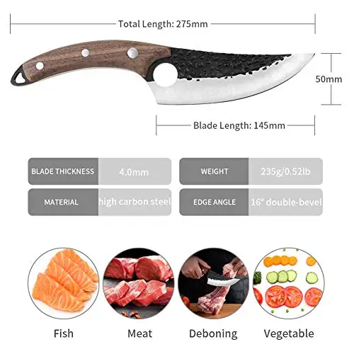 Qxf New Handmade Kitchen Knife High Carbon Steel Boning Knife