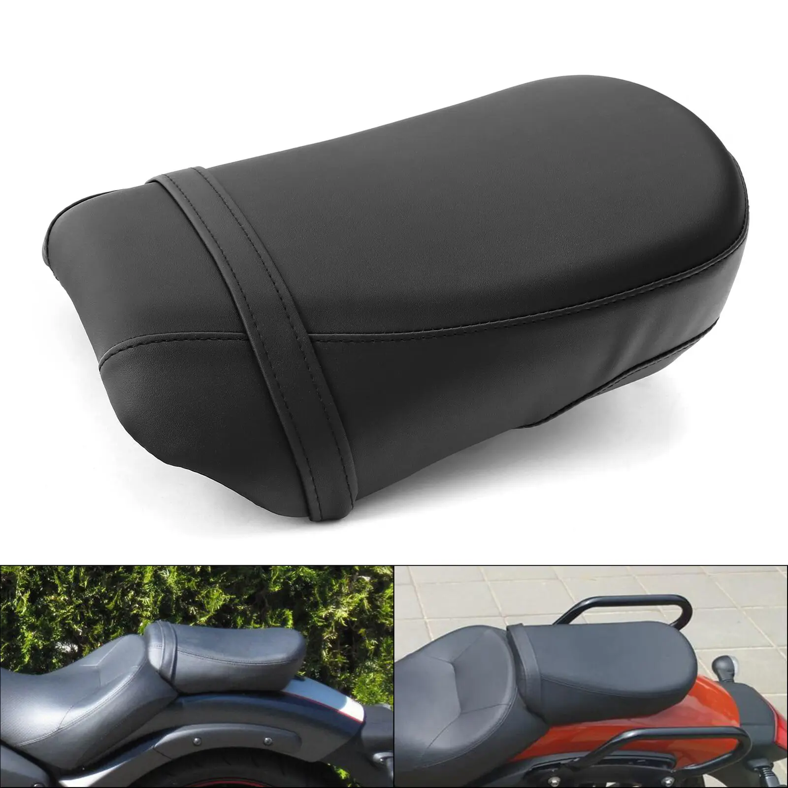 Rear Passenger Seat & Footpegs Kit For 2015-2022 Kawasaki Vulcan S 650 | Black Pillion Seat