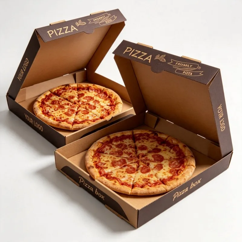 Wholesale Food-grade Pizza Box  Corrugated Pizza Boxes Kraft Paper Pizza  Packaging
