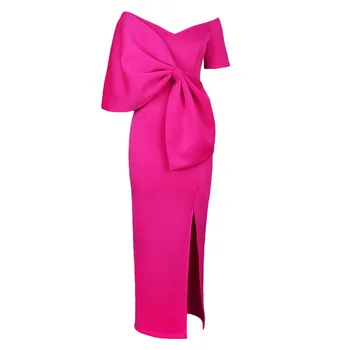 Bare Shoulder V Neck African AOMEI Bowtie Women's Sexy Evening Dresses
