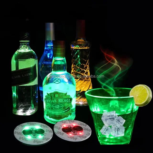 High Quality LED Bottle Sticker Custom Logo Creative Design for Wedding Halloween Christmas-EVA Drink Coasters for Bar Nightclub
