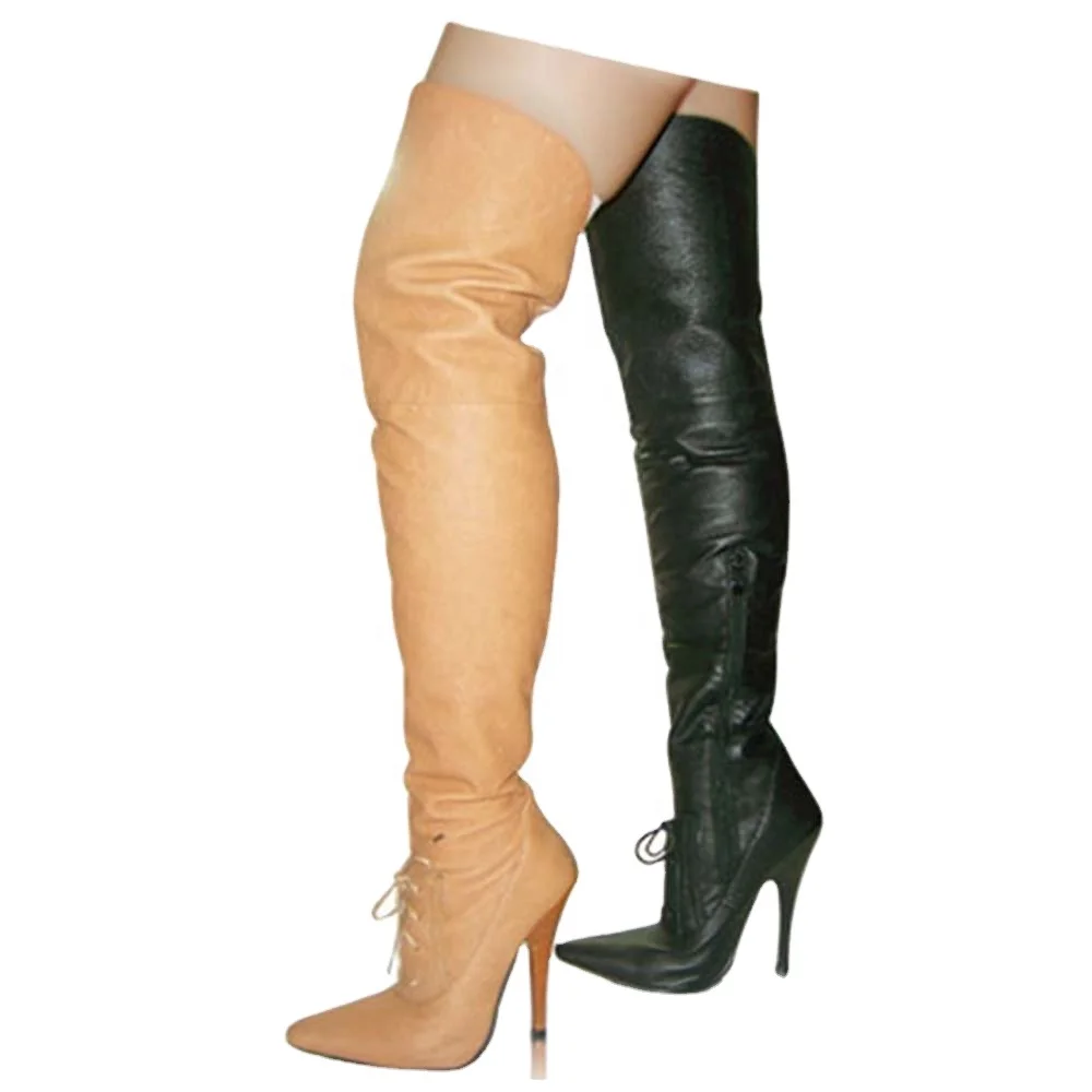 Botas De Piel De Cerdo Para Mujer,Botines Sexys De Tacón Alto Hasta El  Muslo,Zapatos De Talla Grande,Venta Al Por Mayor - Buy Señoras Zapatos De  Tacón Alto Botas De 2021 Para Las