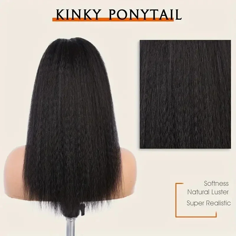 Extensii de coadă de cal cu cleme cu gheare, drepte și crețe, 100% păr uman, cu cleme, extensii de păr Yaki, 10-30 inci, păr Remy natural_voghion.com