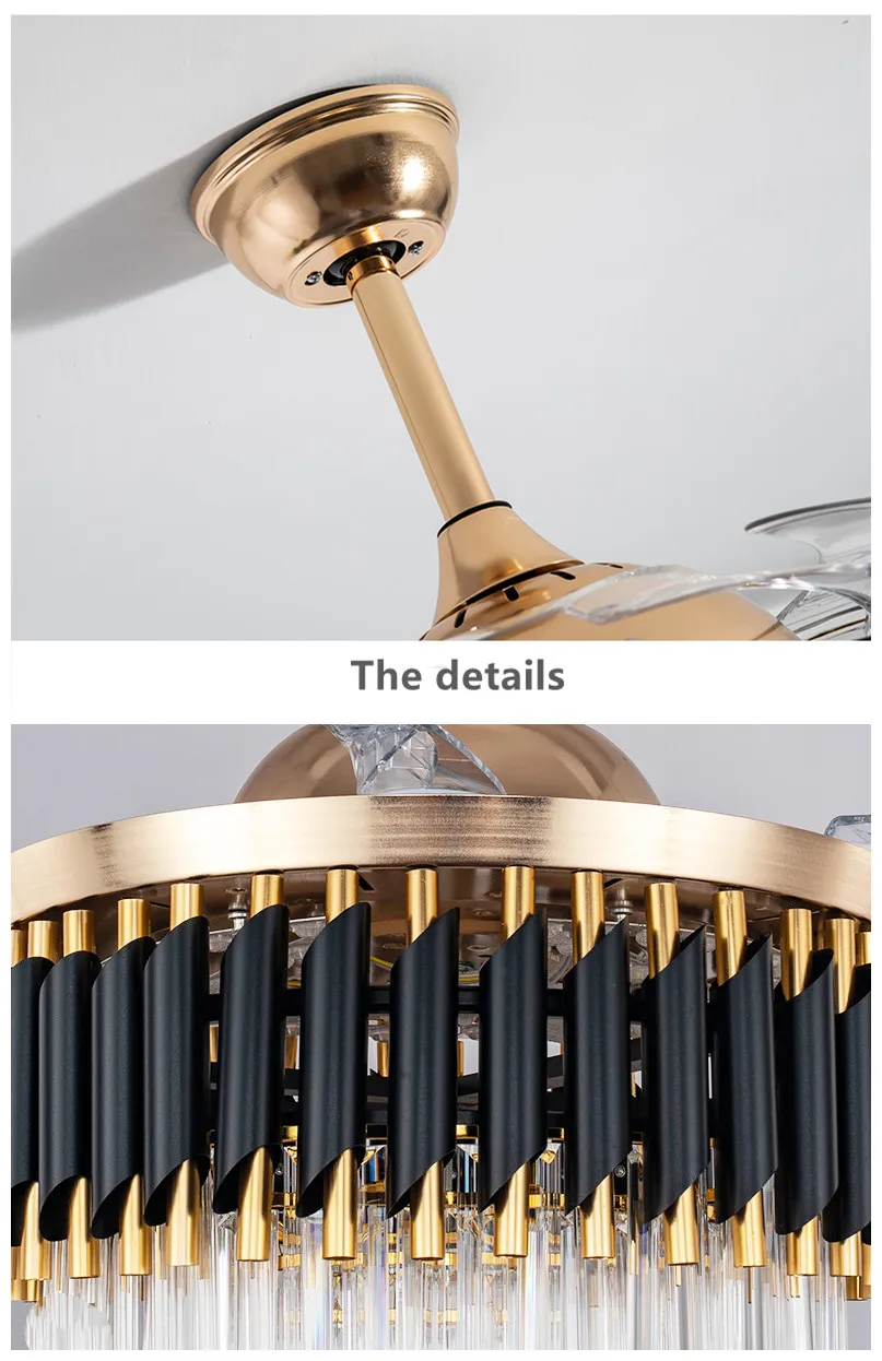 42 inch 96W Crystal fan with light and remote control chandelier ceiling fan lamp LED ceiling fan light