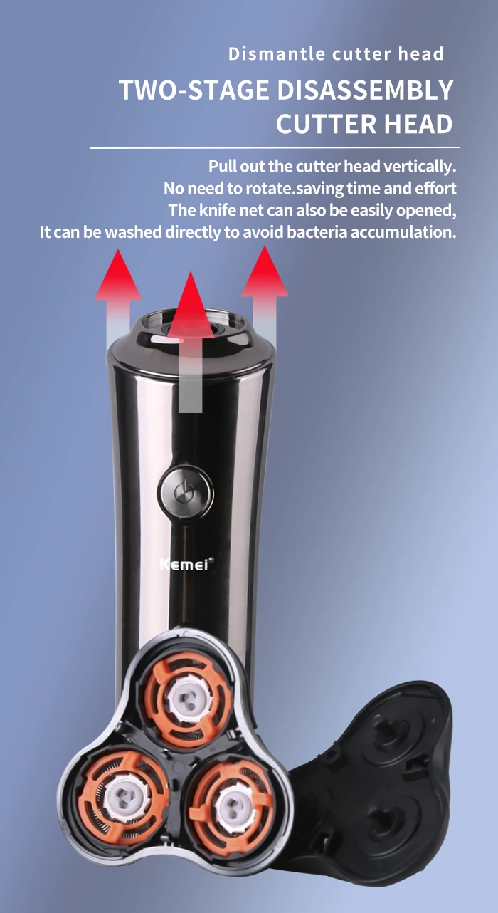 Electric Rechargeable Men's Shaving Machine Kemei KM-386 Quick Charge IPX7 Waterproof 4d Men Usb Shaver