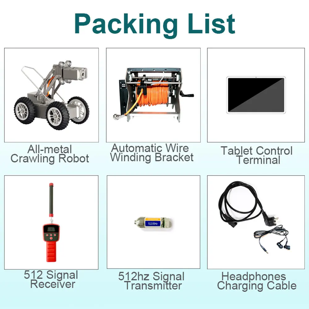 Sewer Camera Robot with 360 degrees Rotation&Pipe Inspection Crawler with 512Hz Sonde&Locator