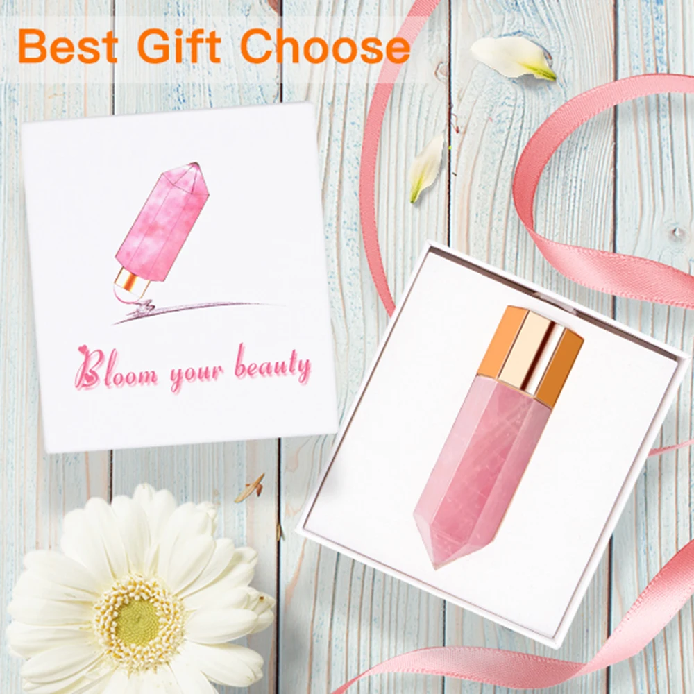 Natural Gemstone Roller Oil Bottle Amethyst Rose Quartz Crystal Roller Bottle