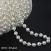 Chaîne de perles rondes en ABS, beige, 8 mm, sachet de 5 mètres