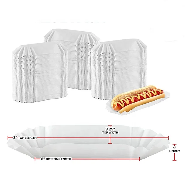Paper Hot Dog Trays Fluted Paper Hot Dog Liners Disposable White Hot