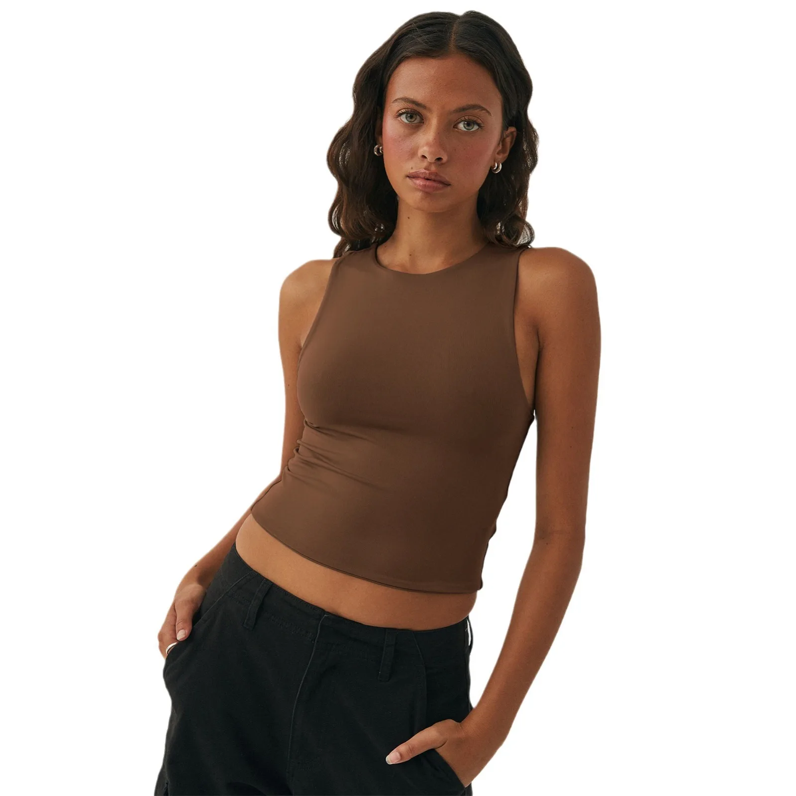 Crop Top Ladies Shirt With Inner Y2K Women's Summer Crop Top