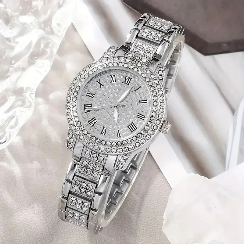 Elegant Wrist Watch & 5pcs Crystal Jewelry Set for Women display picture 1