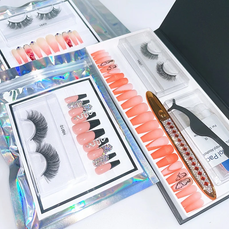 Press Nails Vendors Rhinestones Abs Acrylic Designed Packaging Box Custom Private Label Medium