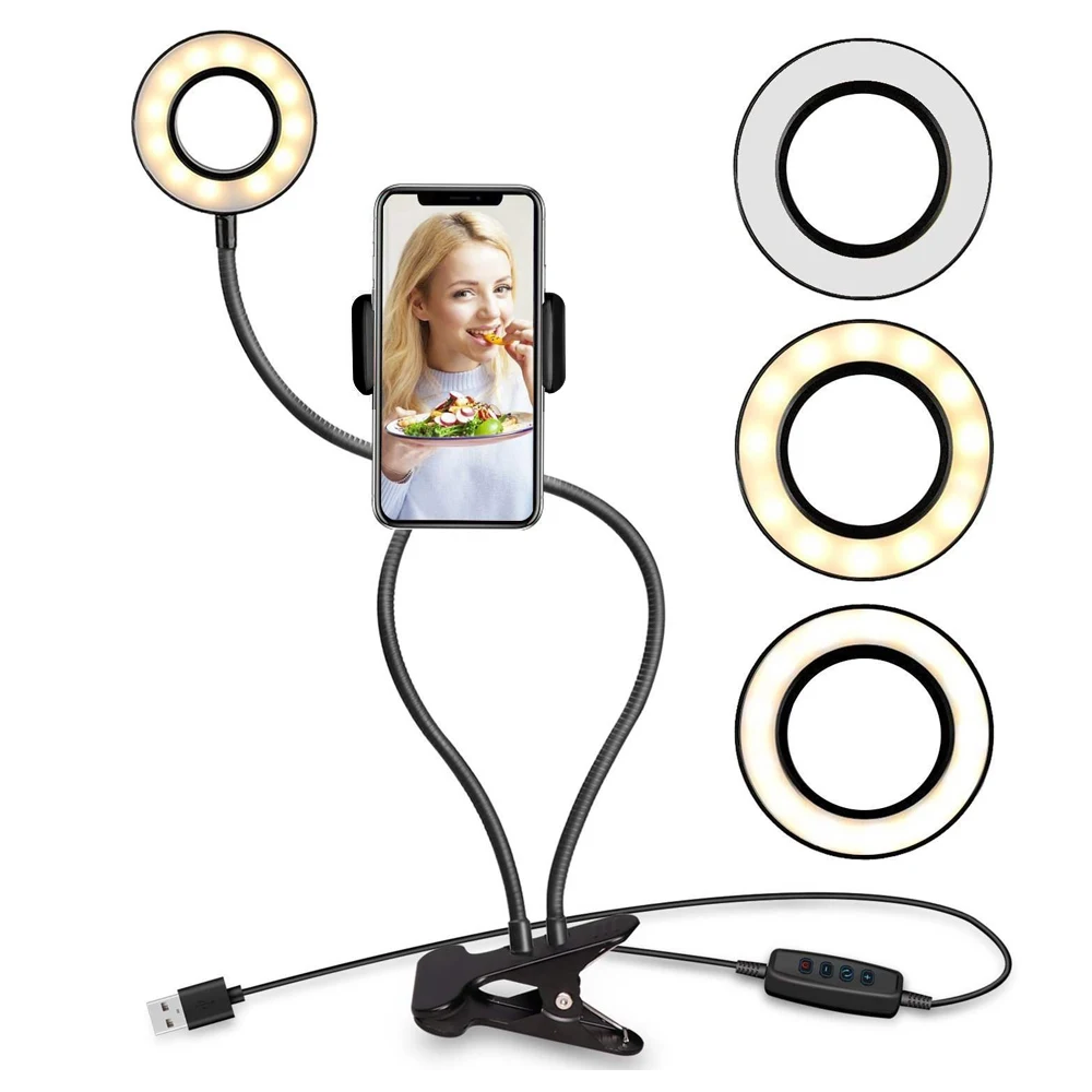 Light Mode LED Professional Live Stream and Makeup Usage Selfie Ring Light With Cell Phone Holder Stand