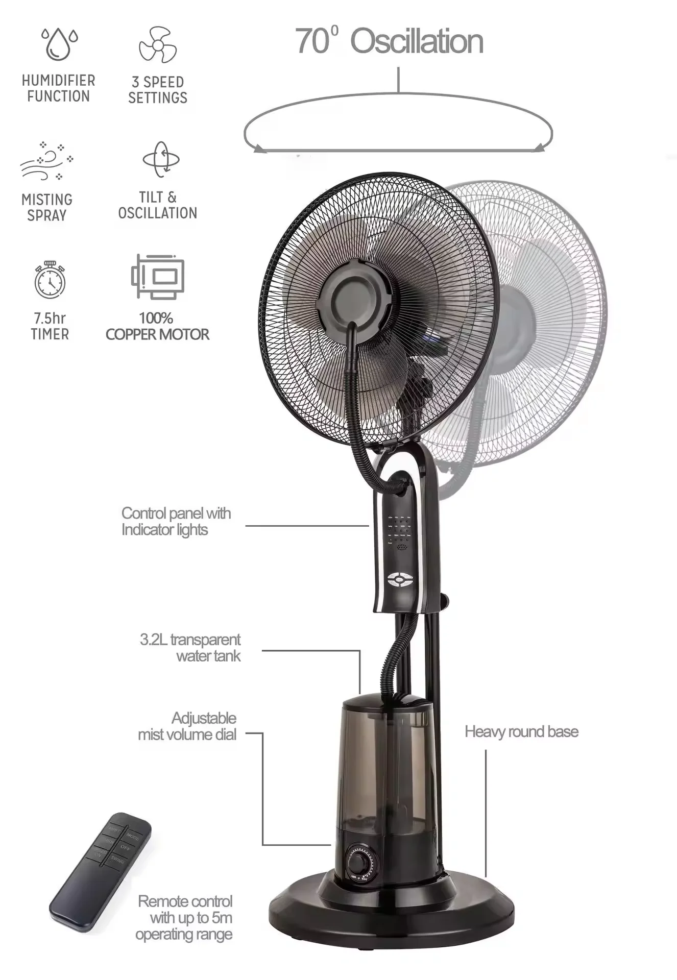 Ultrasonic Humidifier, 75, Plastic - detail 4