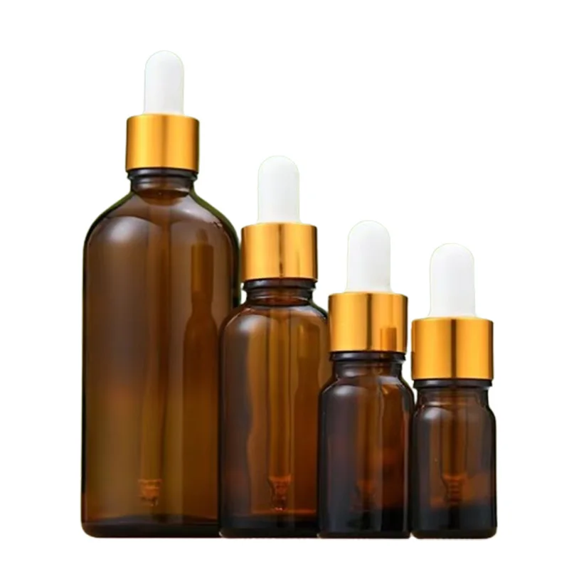 NQFIBER Screen Printing Tamper Proof 10ml Amber Glass Oil Bottle With Euro Stopper  Dropper Serum Bottles Essential