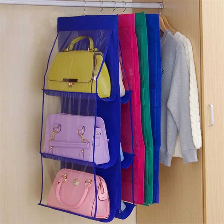 For Wardrobe Closet Transparent Storage Bag Hanging Handbag