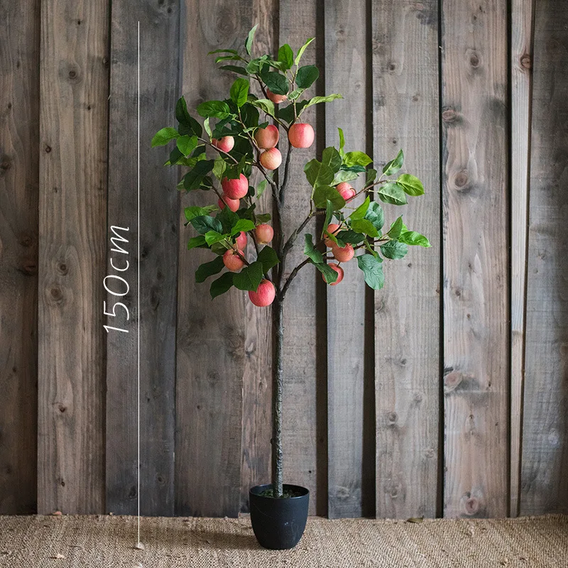 Large Green Decorative Fake Apples Tree Orange Lemon Artificial Fruit Trees Plant for Home Decoration