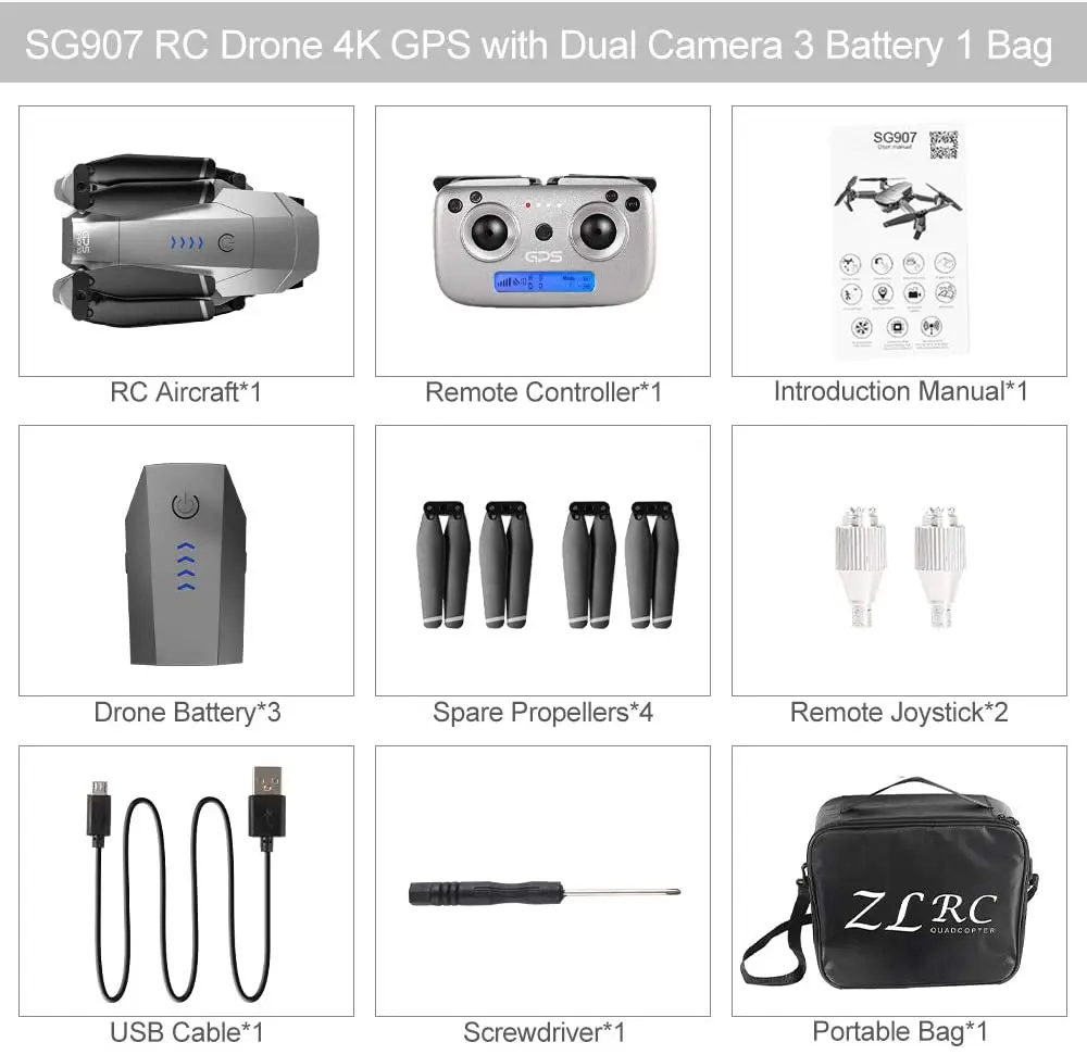 SG907 GPS drone with camera 4k drone with camera hd x50 ZOOM Camera 5G WIFI FPV Professional Quadcopter drone parts