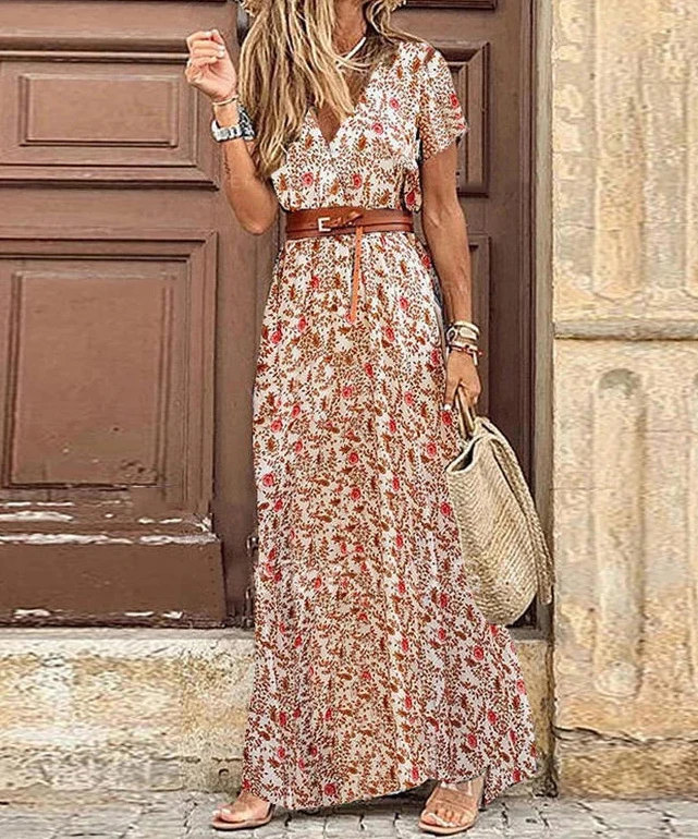 Wholesale Office Rainbow Chiffon Dress Chiffon Dress Woman Chiffon Boho Dress