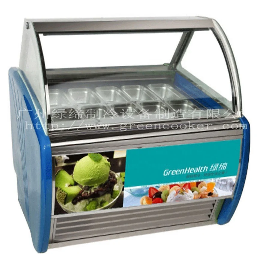 Oem Double Row Gelato Display Freezer Food Grade Ice Cream Refrigerator